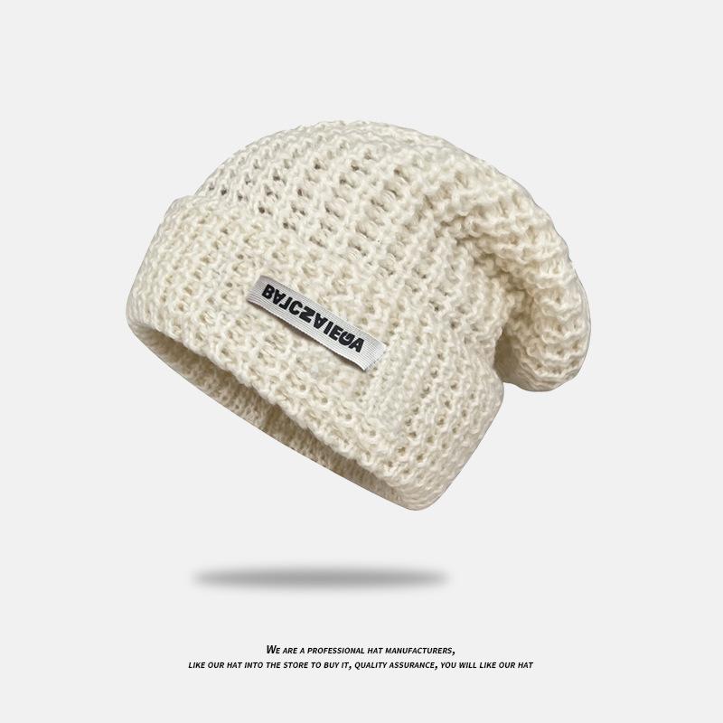 Autumn and Winter Korean Style Versatile Large Head Circumference Showing Face Small Knitted Hat Warm Large Version Pile of Hats