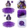 Kids Girls Crop Top with Mesh Tutu Skirt Hair Clip 3Pcs Set for Stage Performance Jazz Dance