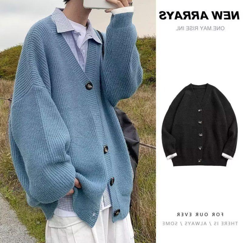 Korean V-Neck Cardigan: Trendy Men's Knitwear for 2025 Autumn/Winter - Hong Kong Ins Style