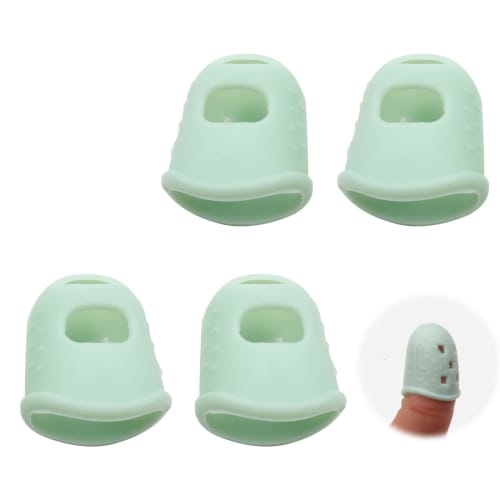 PAVIKE Kalimba Fingertip Protectors (4-Pack) Silicone Anti-Slip Thumb Fingertip Protectors for Kalimba Beginners, Silicone Fingers, Finger Cots for Th