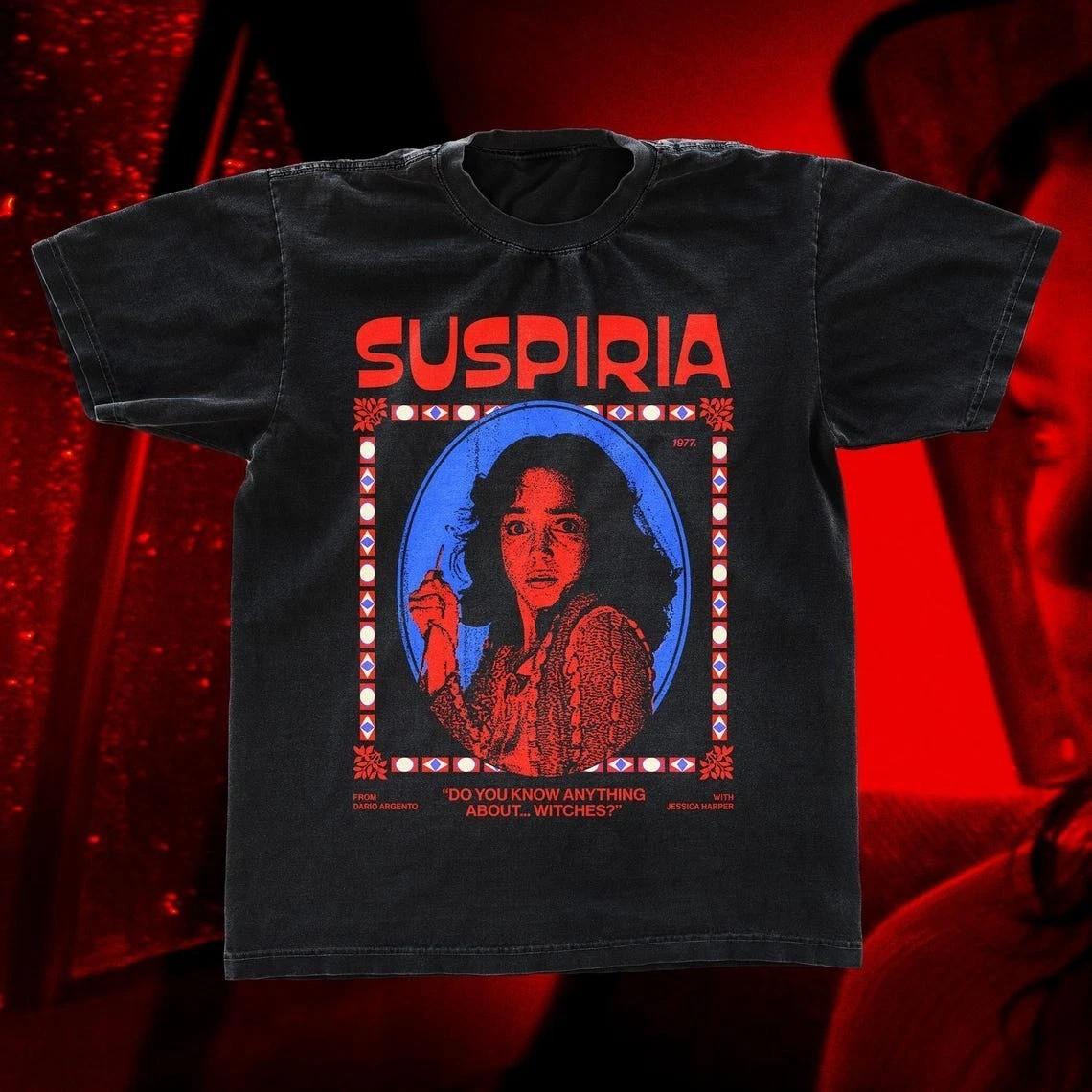 Suspiria 1977 t-shirt, retro horror movie Unisex Black Shirt QW346 S