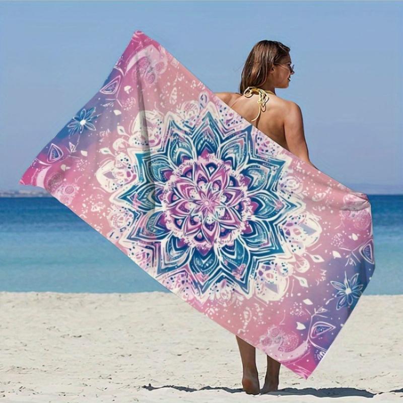 

Bohemian Oversized Mandala Beach Towel - Quick Dry,Vibrant Mandala Design in Pink & Blue, Perfect for Travel Outdoor Adventures W40*H60(CM)