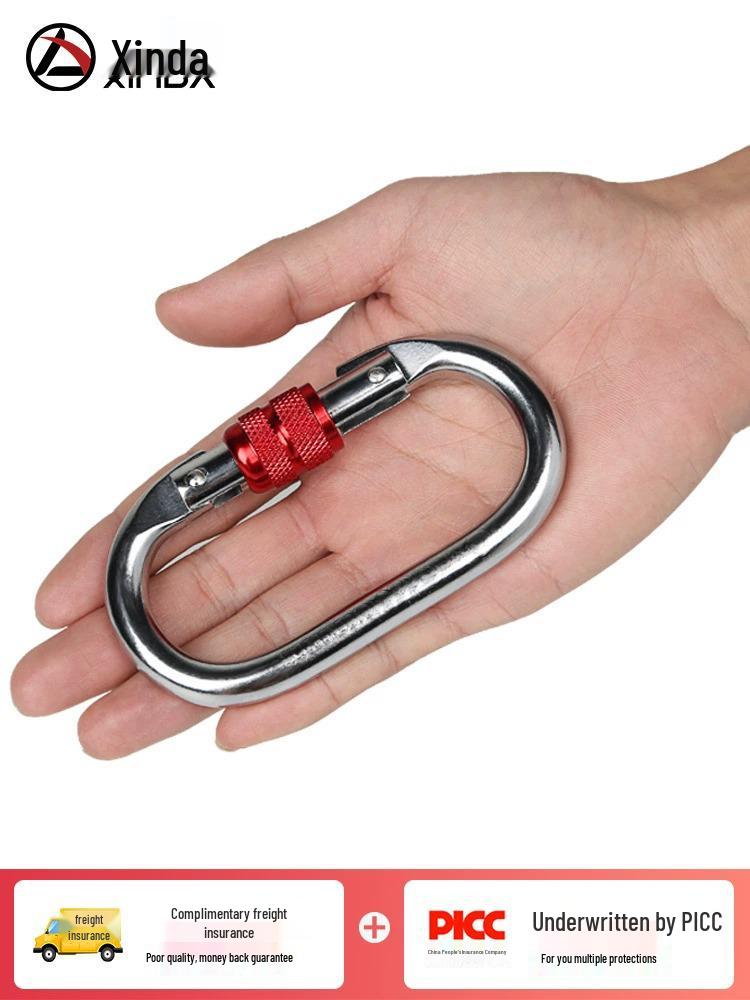 25KN O-Shaped Steel Lock Carabiner for Rock Climbing with Screw Lock Safety