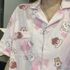 Internet Celebrity New Sweet Pink Love Bear Pajamas Women's Summer Short-sleeved Shorts Set Student Dormitory Casual Home