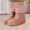 Short tube four-season women's mother waterproof and non-slip cleaning rain shoes with cotton cover to keep warm