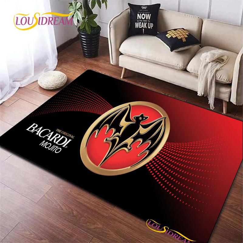 Bacardi Rum Logo Kreative Bereichsteppiche, Teppich für Wohnzimmer Schlafzimmer Heimdeko, Kinder Küche Badezimmer Rutschfeste Fußmatte Alfombra