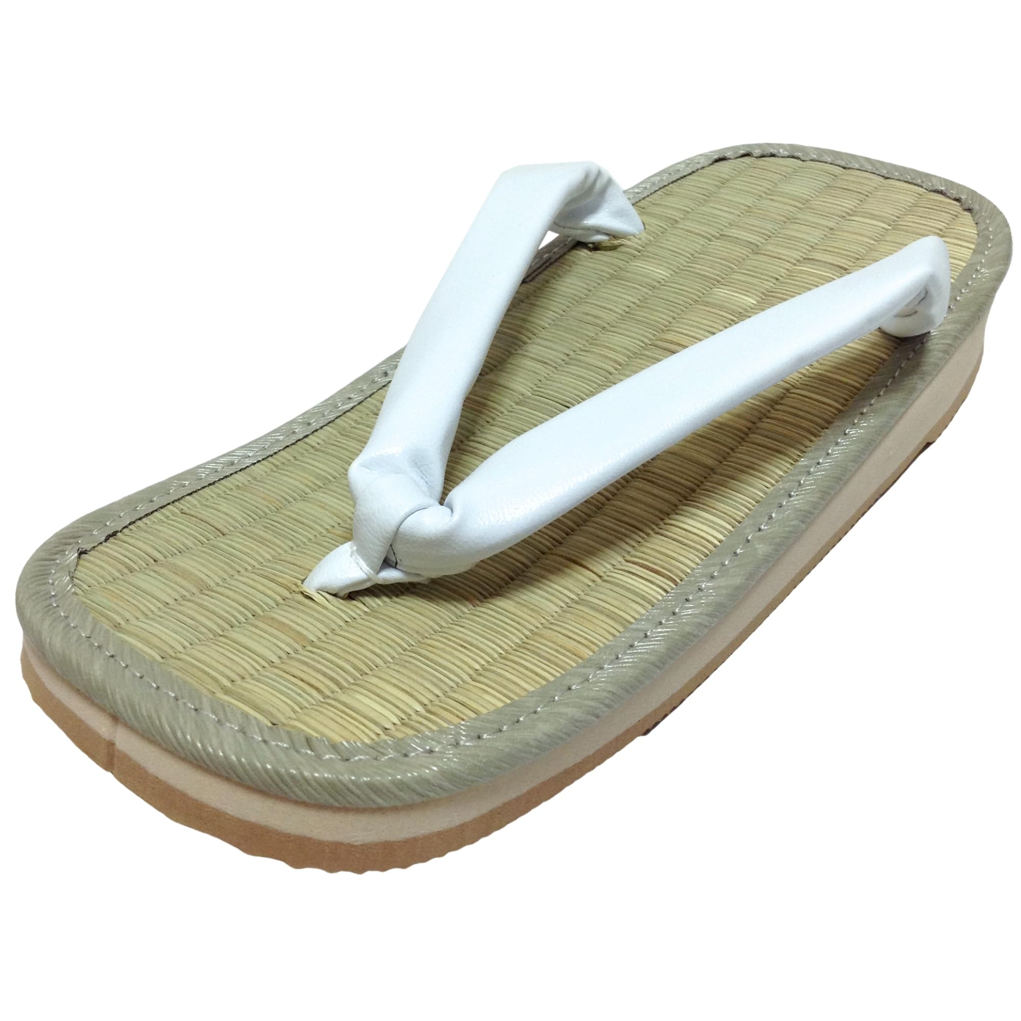 

Edoten Geta Sandals, Igusa Grass with Sponge Soles, Cushioned and Comfortable for Legs and Back, White, Large Size 4L (3XL), 30cm