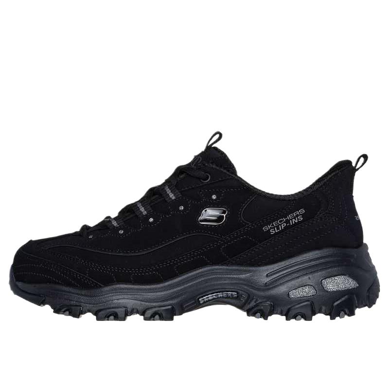Skechers D Lites Women Black Low Top Casual Shoes Leather Comfort Simple Versatile 150543-BBK 35.5
