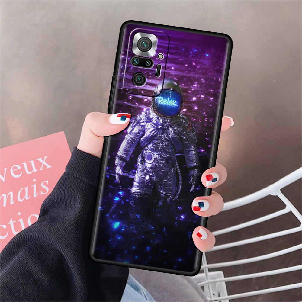 Hülle Für Xiaomi Redmi Note 10 9 11 Pro Weiche Handyhülle 10S 9S K40 8 9A 9C 9T 7 10C 8T Silikonhülle Cool Lonely Astronaut Capa