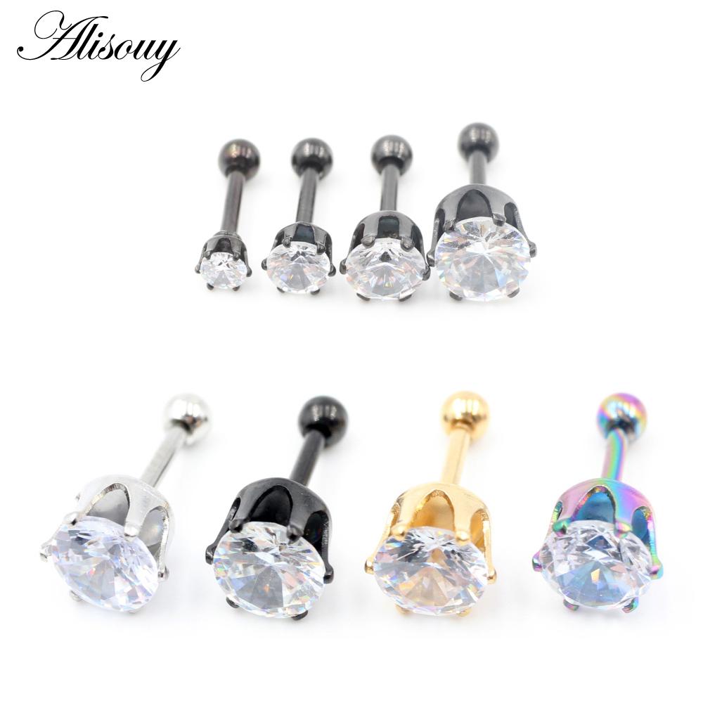 Alisouy 2pcs 3-6mm Ear Stud Earrings Hypoallergenic Round Cubic Zirconia Stainless Steel CZ Girls High Quality Women Earrings