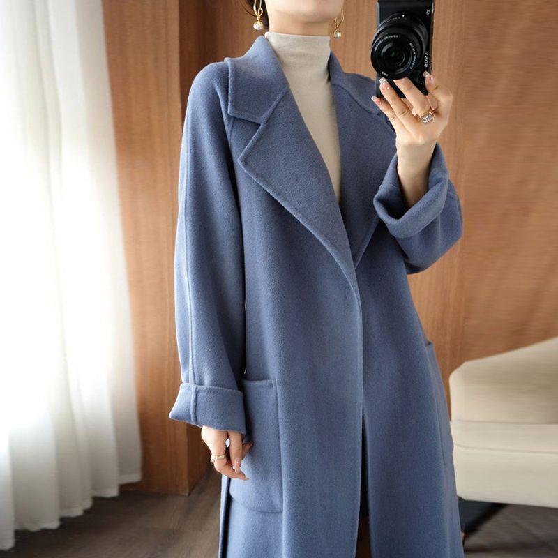 Women's Plus Size Double-Sided Wool Overcoat, Long Loose Fit (Autumn/Winter 2025)