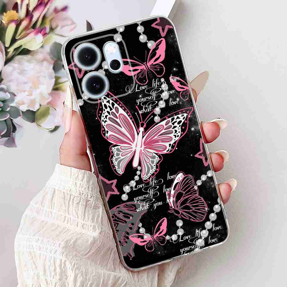 Für Oppo Reno14 F 5G CPH27436.57" Hülle Bunte Schmetterlingsblumen TPU Weiche Silikonhülle Für Oppo Reno 14 F RENO14F Handyhüllen