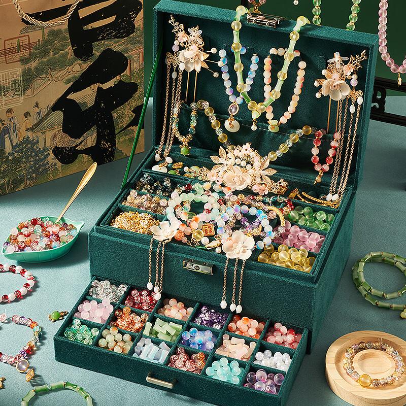 Xinge Vintage-Style Beading Box, Hair Accessories Box, DIY Play Set