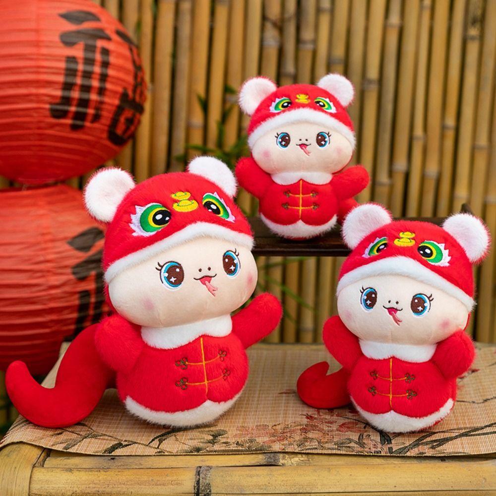 Tiger Head Hat Snake Year Plush Toy The God of Wealth Lucky Snake Doll Plushies  Children