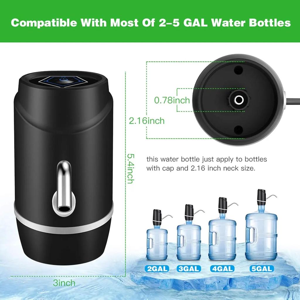 Water Pump Electric Drinking Portable Water Dispenser Universal USB Charging Water Bottle Pump For 2-5 Gallon