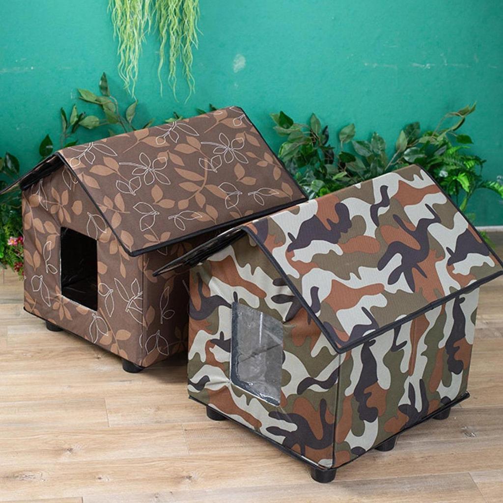 Outdoor Cat House Kennel Protection Weatherproof Pet Supplies Windproof Stray Cat Shelter Pet House for Barn Community Porch