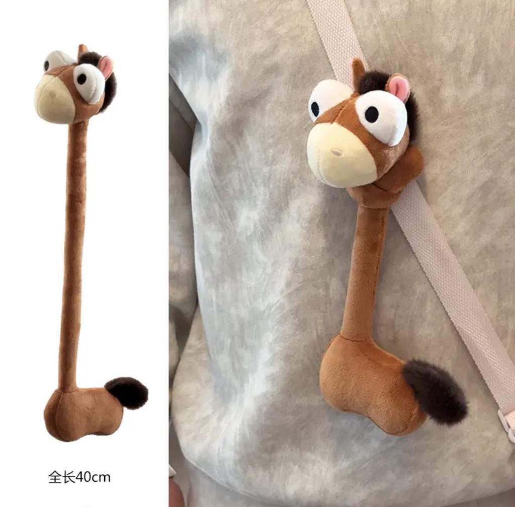 Cute Long Neck Evil Zodiac Plush Pendant Keychain Healing Stuffed Animal Doll Birthday Gift Decor