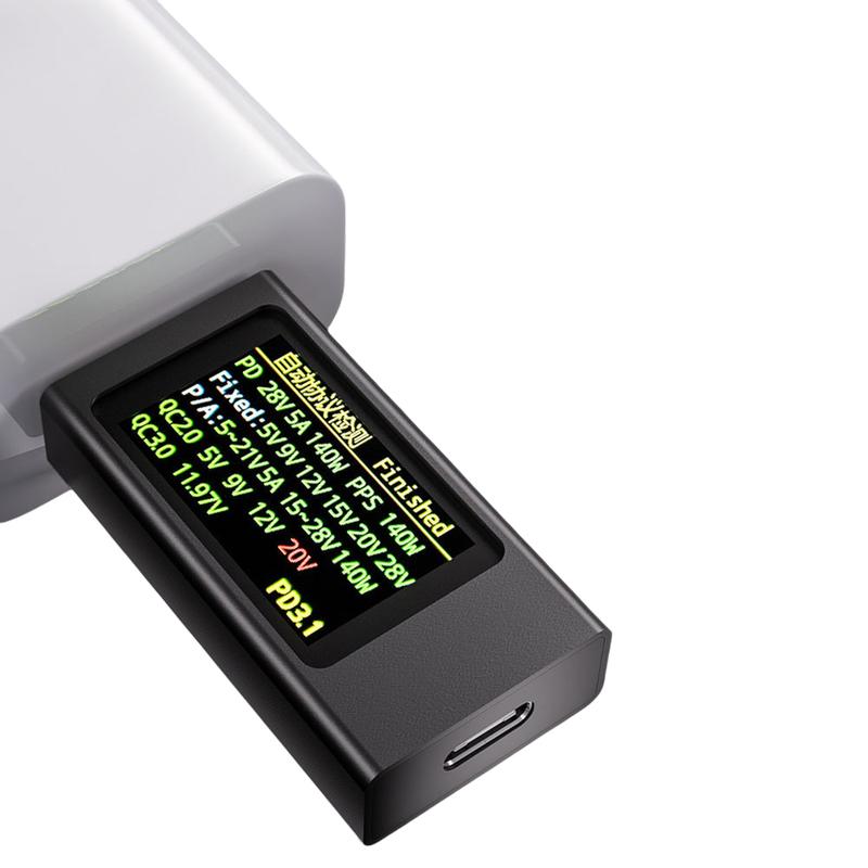 Type-C Power Meter Tester DC 4-30V 0-12A Cell Phone Charging Tester Digital Multimeter for Charger Power Bank Capacity Detector