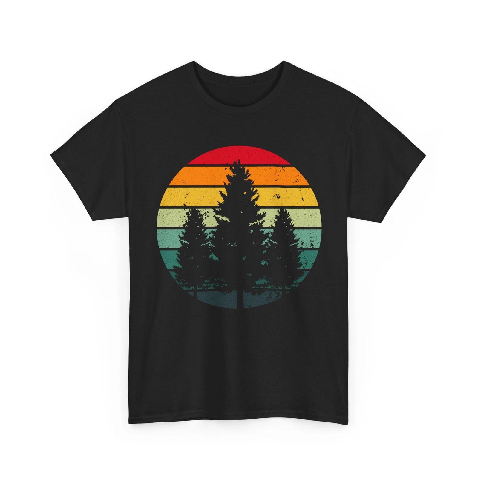 Pine Trees T-Shirt, Wildlife Nature Lovers Sunset Women Men Shirt XL