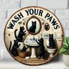 Mein Pfoten Katze Schild Humorvolle Metall Dekoration für Badezimmer Küche 20x20 cm