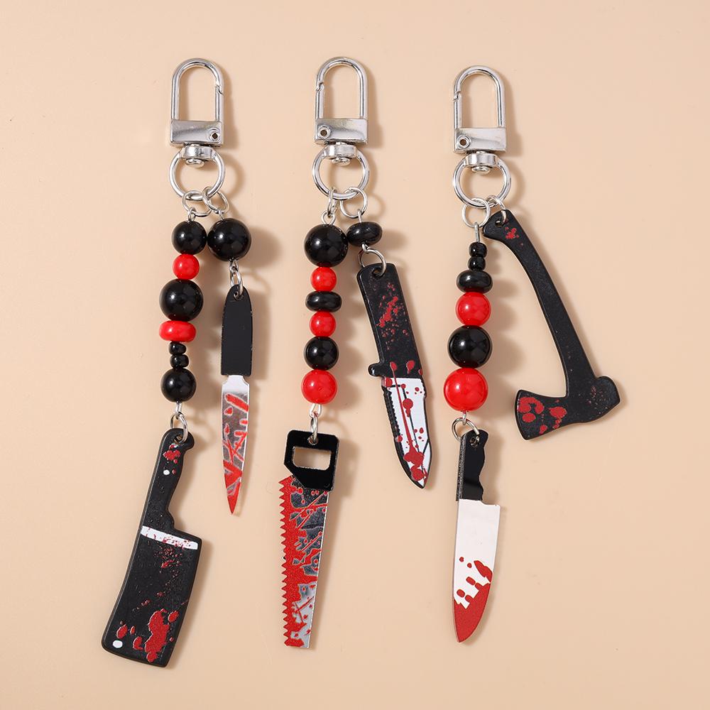 Bloody Resin Saw Knife Keychain Halloween Key Ring Pendants for Car Key Holder DIY Key Chain Jewelry Gift