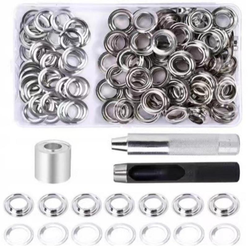100Sets Grommet Tool 10mm Eyelets with 3pcs Installation Tools for Craft Making Shoes Bag Leather Belt Repair Accessory