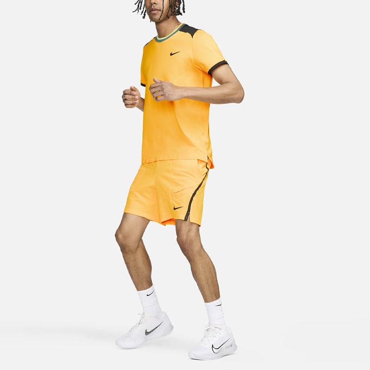 Nike Court Advantage Logo Color Block Round Neck Tennis T-Shirt Men Tops Laser-Orange FD5320-845