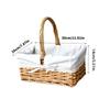 Wicker Picnic Basket with Handle and Washable Liner for Camping Vegetable Picking Mother's Day Thanksgiving Outings