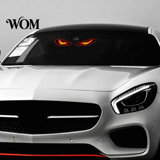 Vibration Sensor Car Light Solar Devil Eyes for Windshield, Window Warning Sign with Three Smart Modes, Custom Exterior Decoration LED Digital Panel,