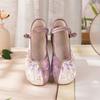 Women's New Ethnic Style Block Heel Embroidered Shoes Soft Sole Non Slip Round Toe Buckle Strap Hanfu Shoes Cheongsam Shoes