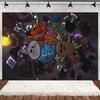 Cartoon Amazing World Birthday Party Decorations Gum&balles Balloon Banner Cake Topper  Rabbit Cat Anime Backdrop Kid Favor Gift