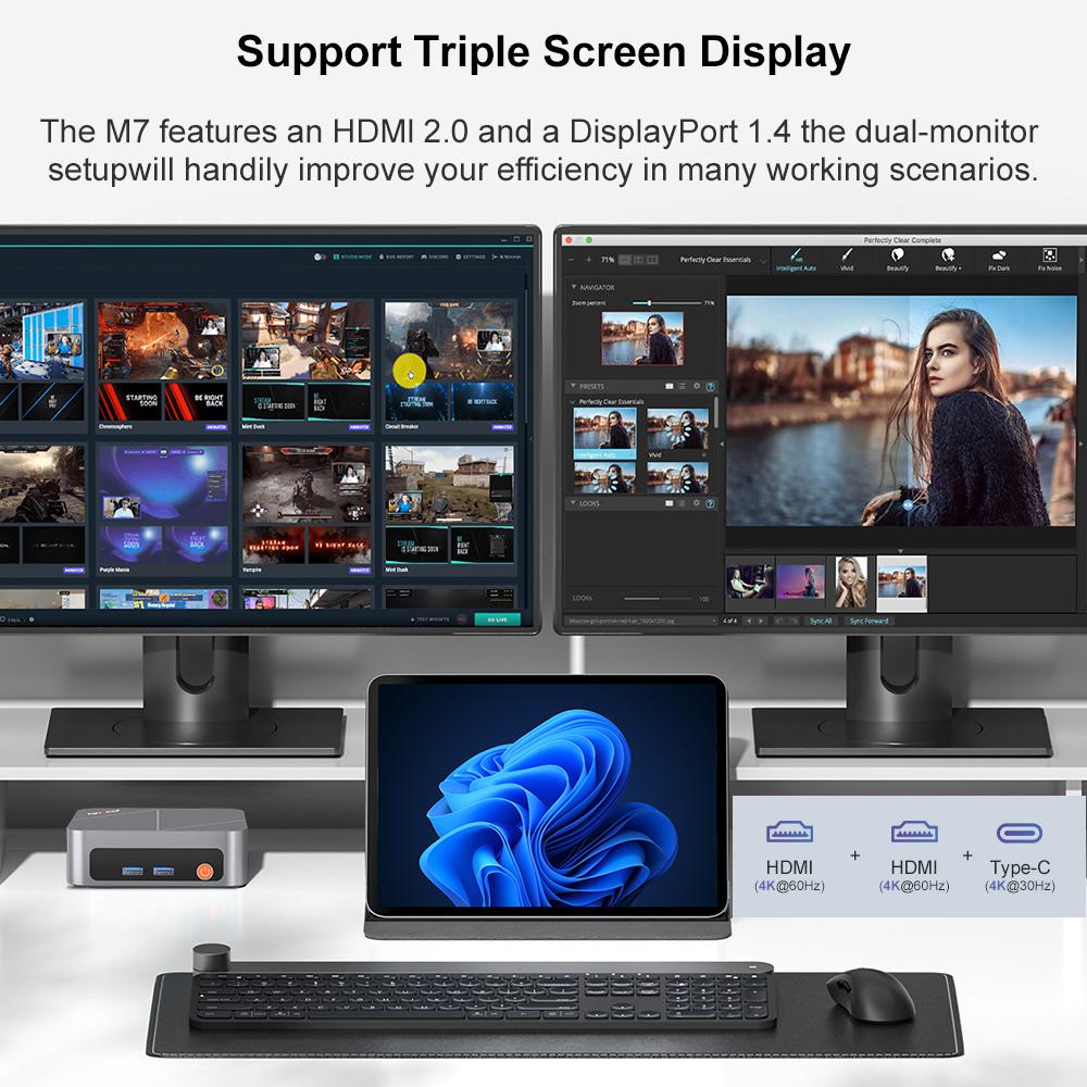 Mini-PC Ninkear M7 16G+512G SSD AMD 7430U AMD Radeon Grafik Windows 11 PRO