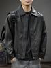Men's Retro Waterproof Windproof PU Leather Motorcycle Jacket with Lapel
