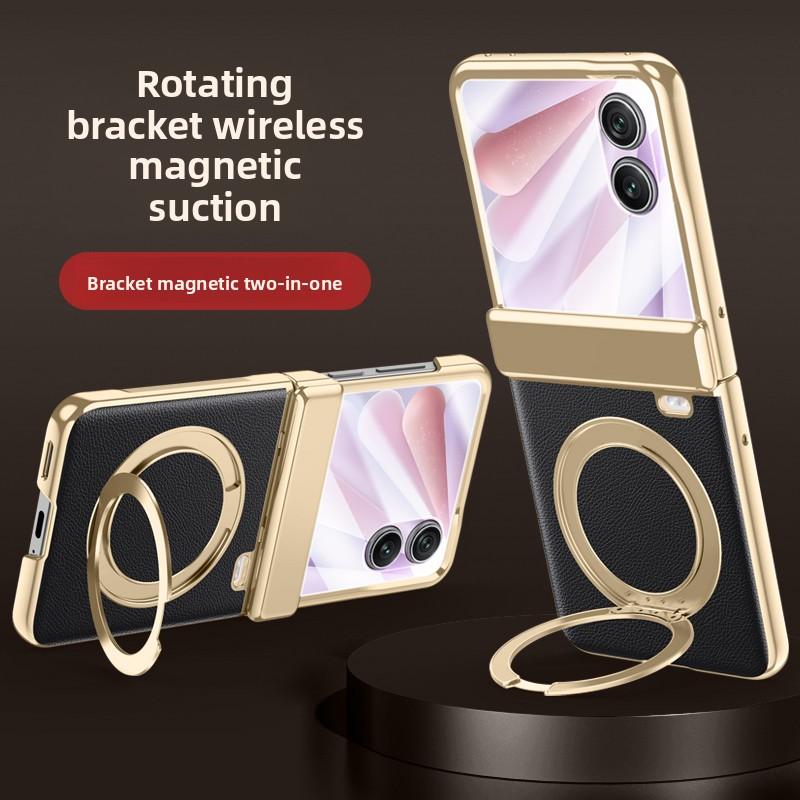 360° Rotating For Magsafe Magnetic Holder Phone Case with HD Screen Protector for Honor Magic V Flip 2 5G Hinge Cover