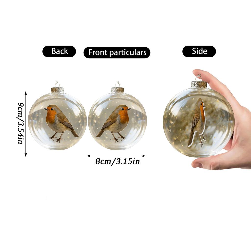3D Animal Christmas Ornaments, Transparent Plastic Christmas Balls, Christmas Tree Decorations