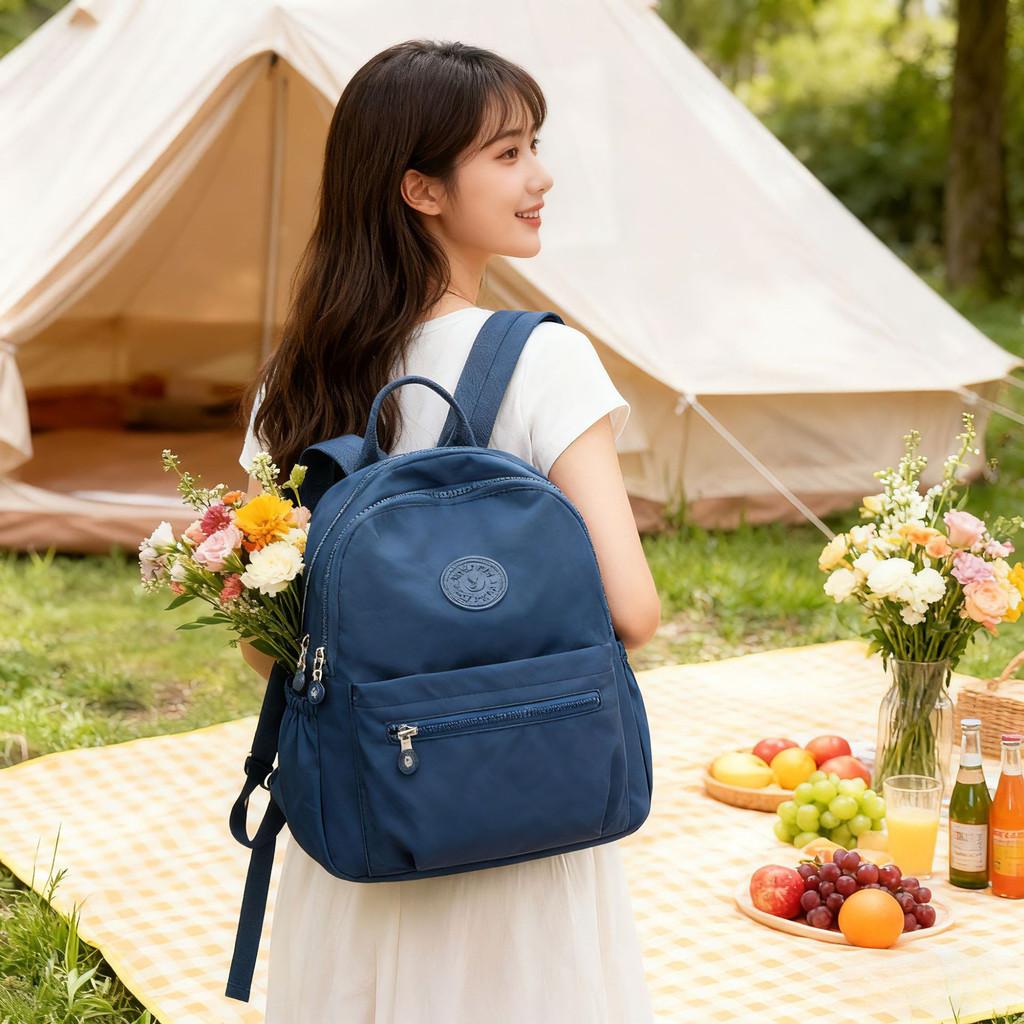 Nylon Oxford Canvas Backpack For Women With Zipper Closure And Inner Pockets For Daily Use