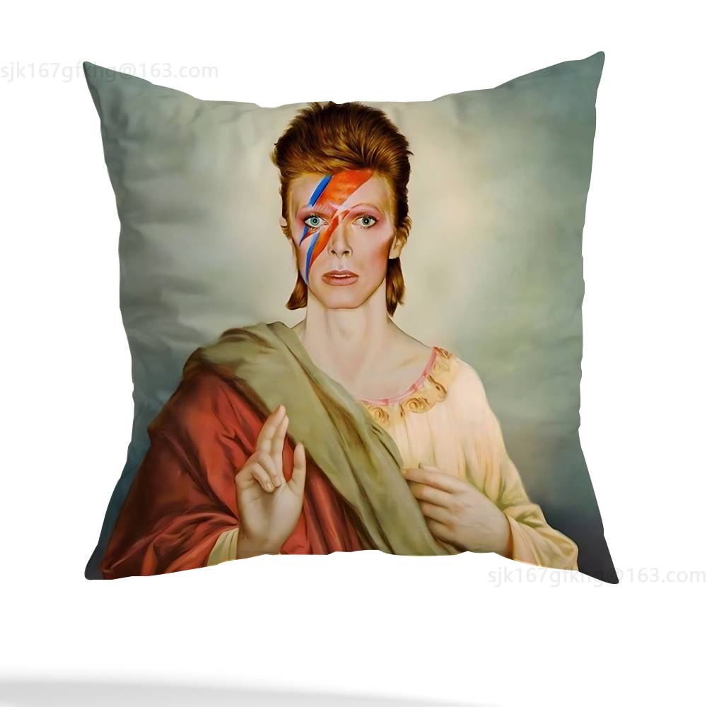 Federa Cuscino Quadrata Stampa Double-Sided Corto Peluche Copricuscino Divano Camera da Letto Comodino Singer D-David B-Bowie