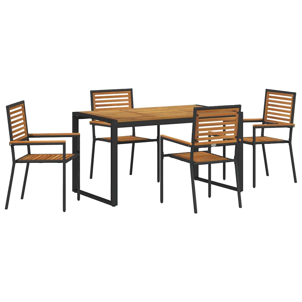 Garden Dining Set 5 pcs Black and Brown Poly Rattan