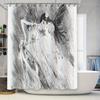 Vintage Black and White Sketch Bathroom Shower Curtain Set Rustic Farmhouse Decor Artistic Washroom Backdrop Liner