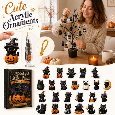 Halloween Advent Calendar Countdown with Pendant Ornaments, 2D Flat Box Design for Kids and Adults
