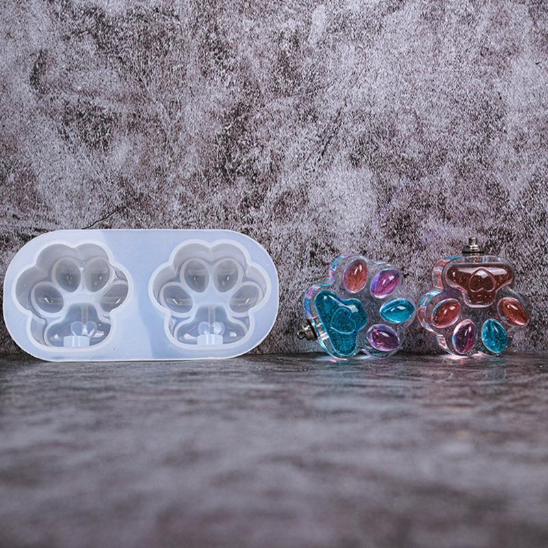 Practical Love for Cat Paw Light Bulb Silicone Molds Handmade BPA-free Easy To Release No Residue for Keychain Making Cr