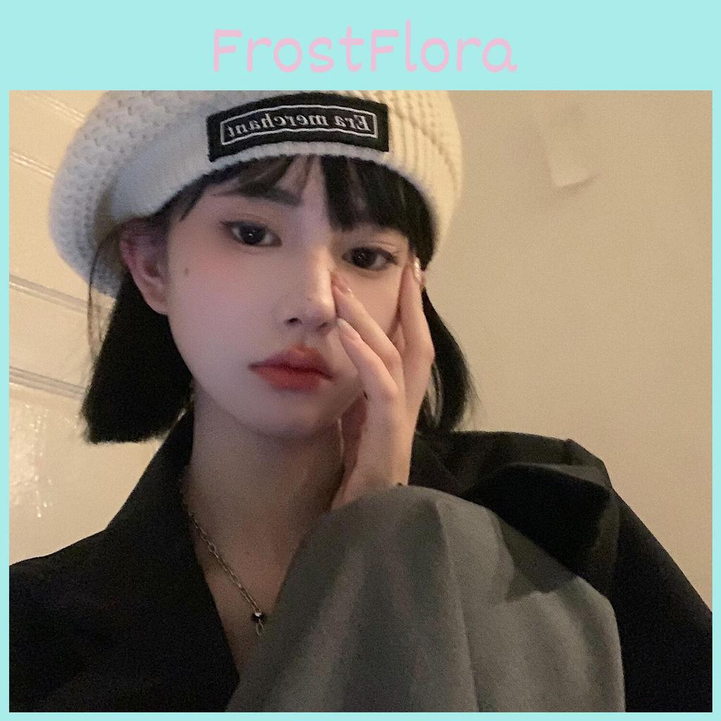 And Warm Cozy Cotton Beret For Women Trendy Knitted Hat White In