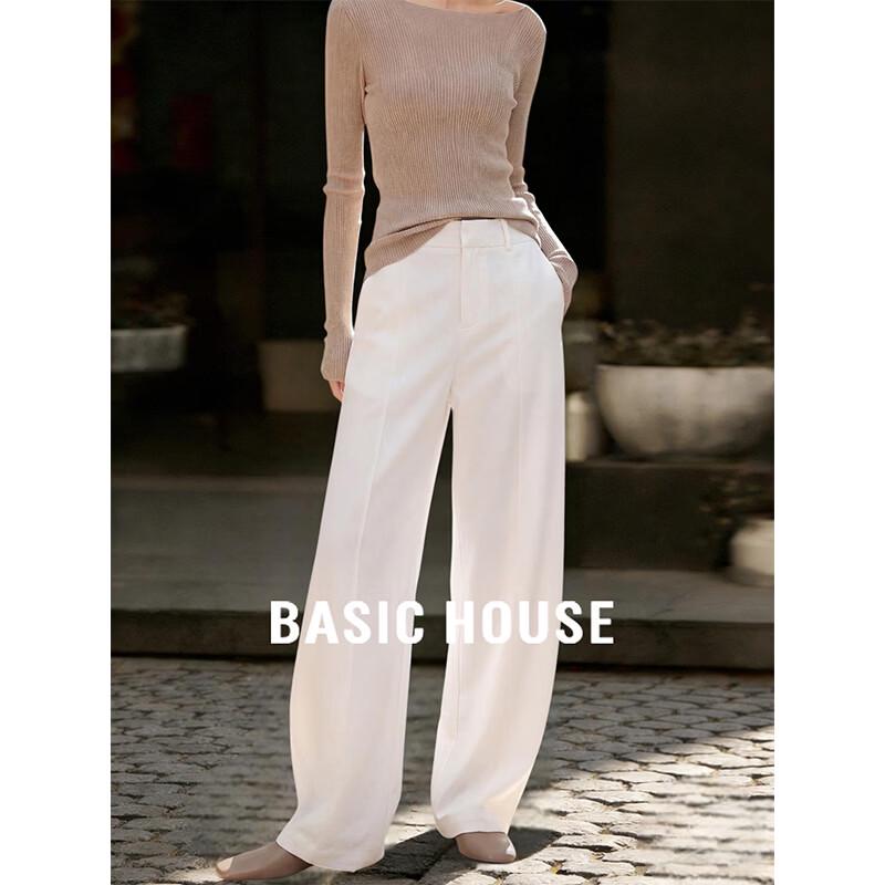 Basic House Women s High-Waist Wide-Leg Trousers S