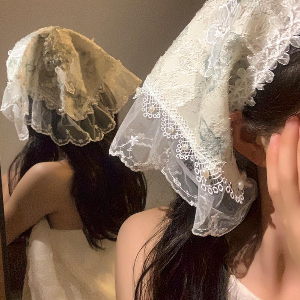 Flower Triangle Bandana Butterfly Triangle Scarf Elegant Lace Hair Scarf  Ladies