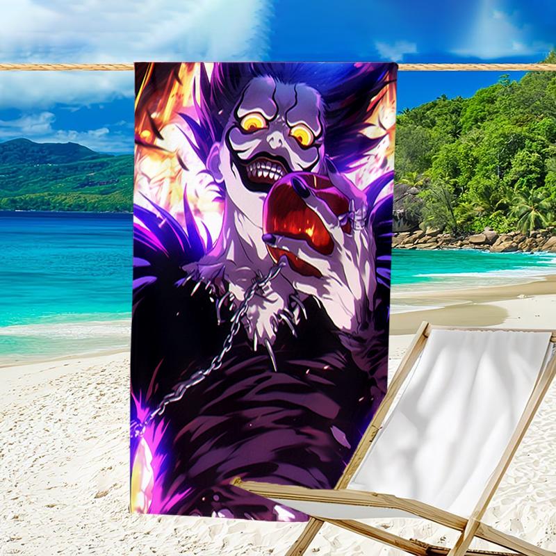 1pc D-Death Note1 Beach Towel, Beach and Seaside Swimming Pool Equipment, Fashion Pattern, Rectangular, Travel Essentials