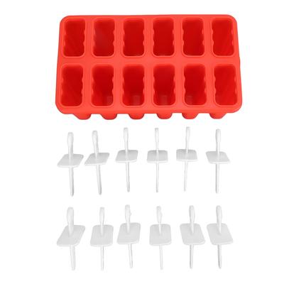 12 Grids Popsicle Molds with 12pcs Sticks Reusable Easy Release Frozen Silicone Ice Pop Mold for