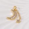 Elegant Star and Moon Crescent Pendant with Square Cut and Small Diamonds on Clavicle Chain