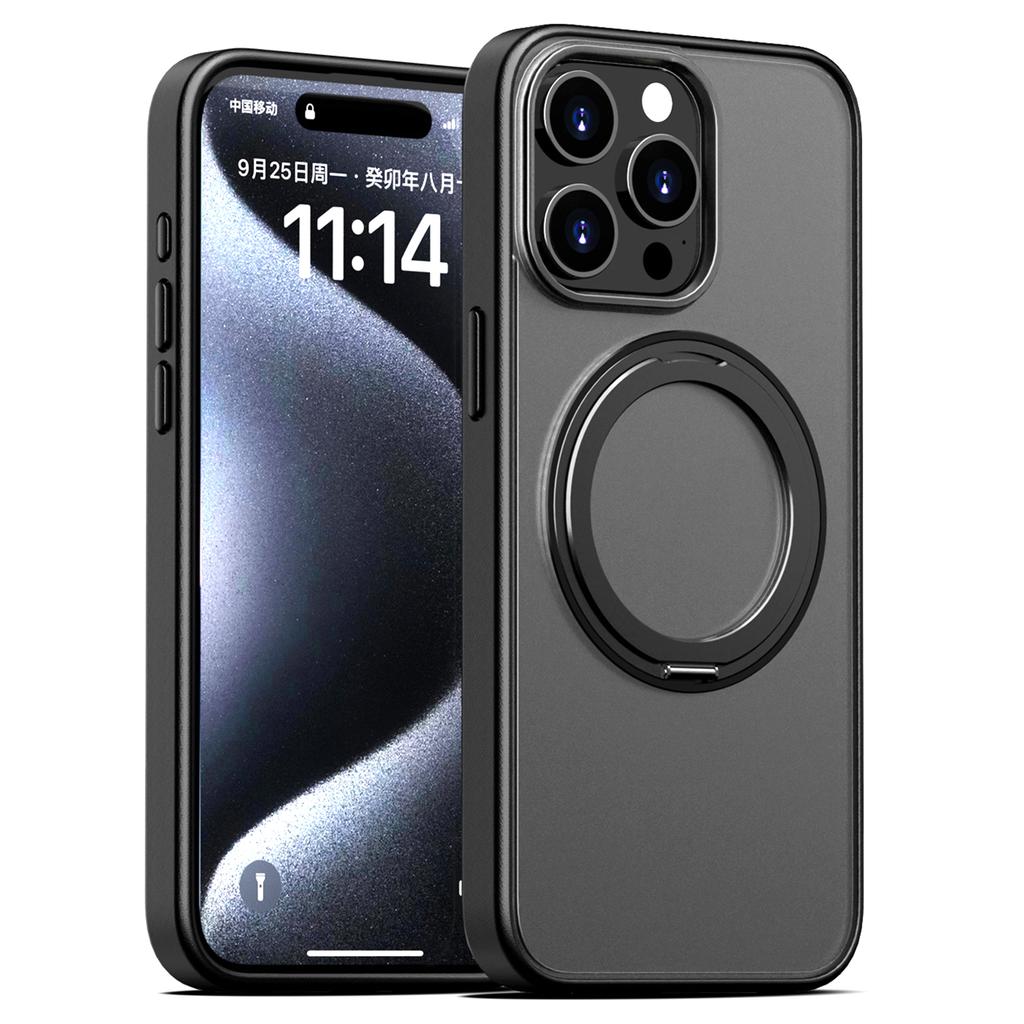 For iPhone 15 Pro Case Compatible with MagSafe PC+TPU Phone Cover Kickstand