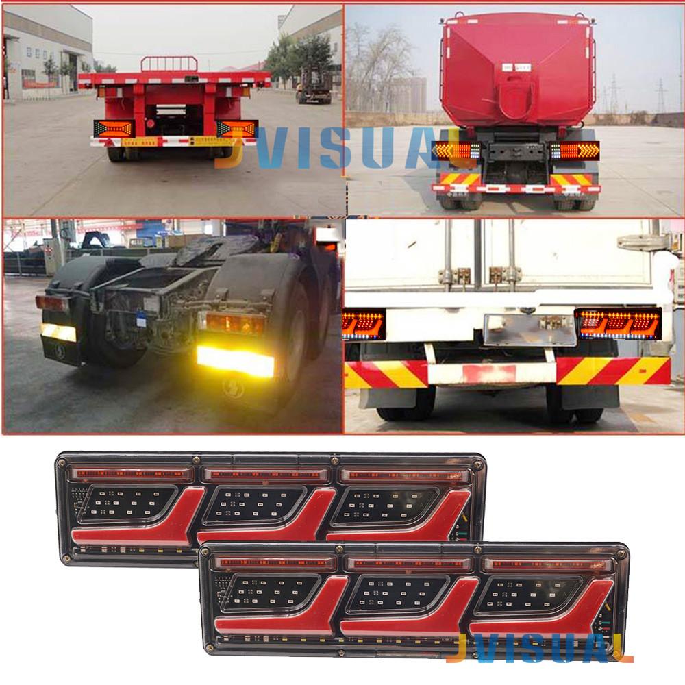 2PCS Truck Taillights Waterproof/hit Car Truck Rear Taillight Warning Lights Flow Signal Steering Brake Reversing Fog Lamp