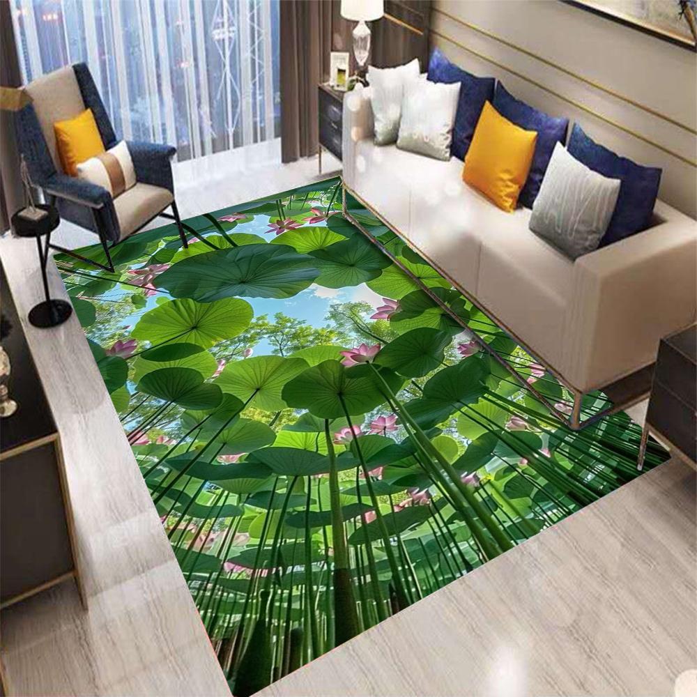 Panoramic Nature Art Carpet Mat Rug Flower Field Sunflower Sky Forest Vortex Immersive Design Vibrant Home Decoration Floor Mat